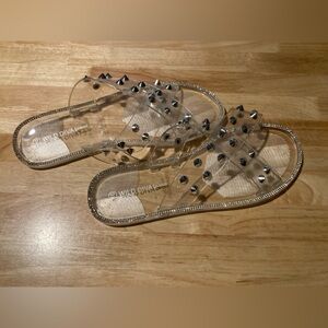 4/$25 Wild Diva Lounge clear studded slides in size 10.See photos for details